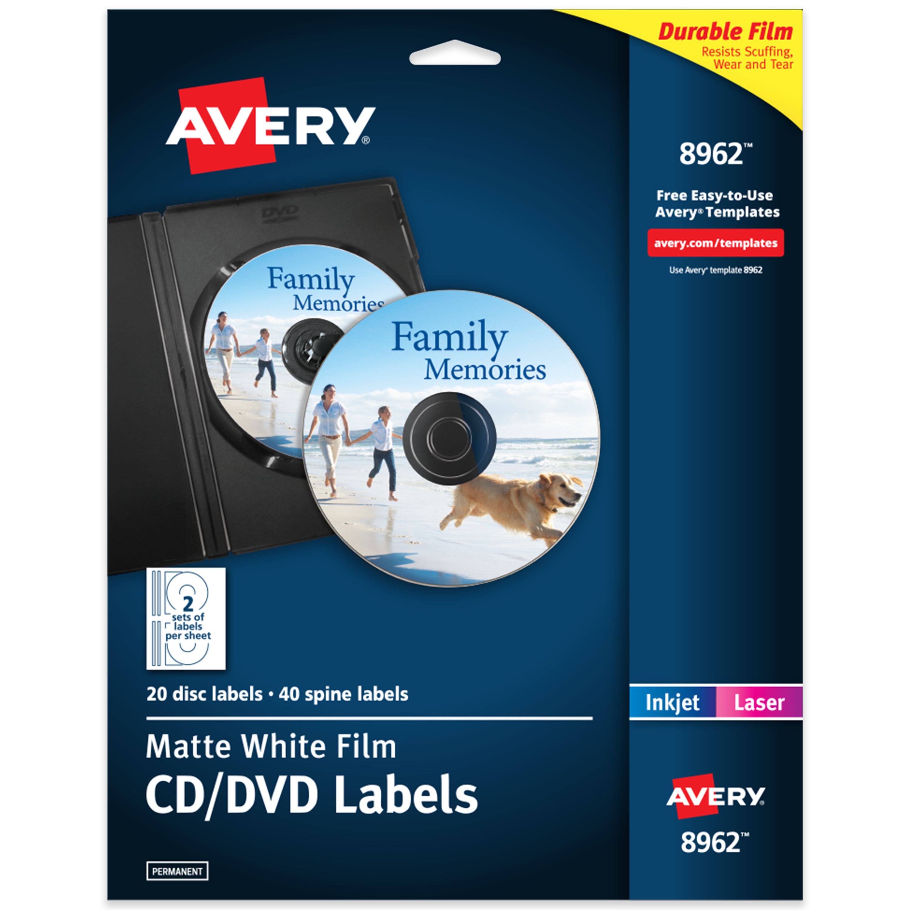 DVD Labels, 20 DVD Labels & 40 Spine Labels 8962 | Avery